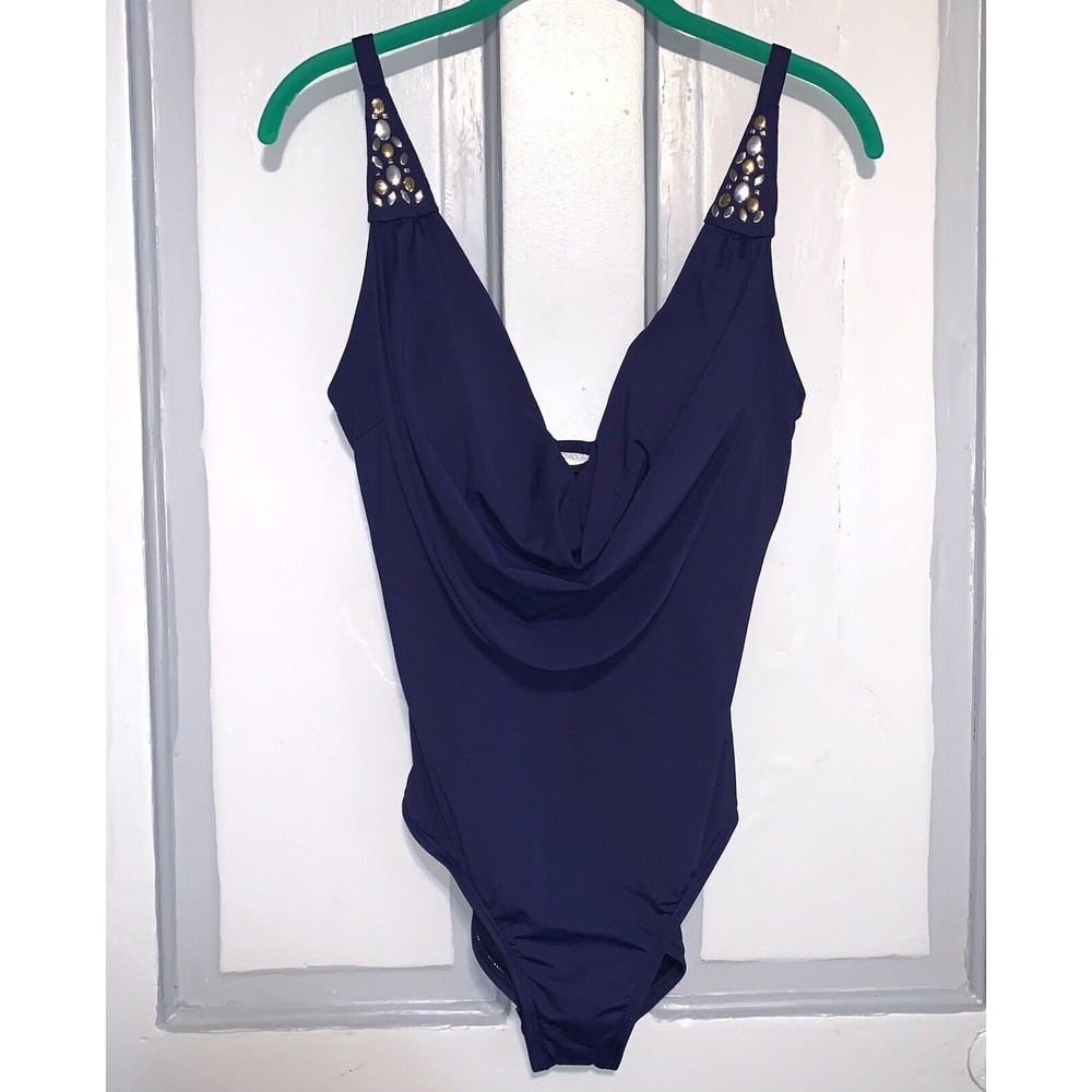Coastal Zone One Piece Swim Suit Navy Blue Women Size 12